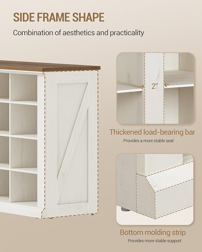 Hzuaneri Farmhouse Shoe Storage Bench, Entryway Shoe Cubby Bench, Widened Wooden Shoes Cubbies with Compartments, Shoes Rack Benchs for Cloakroom, Entryway, Antique White SB24614X