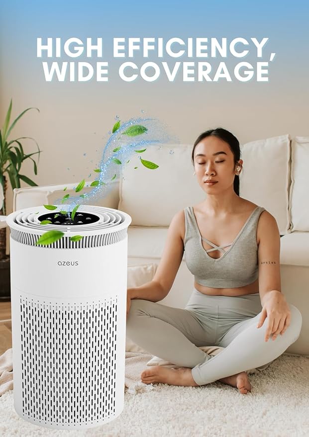 AZEUS Air Purifier for Home Pets Hair Dust in Bedroom Up Top 843 ft² H13 True HEPA Filter, 25db Filtration System Cleaner Odor Eliminators, Ozone Free, Remove 99.97% Dust Smoke VOCs