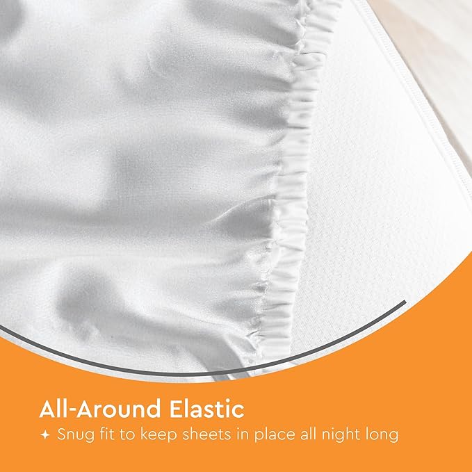 Sleep Mantra Waterproof Mattress Protector - Terry - Breathable, Noiseless & Hypoallergenic Bed Cover - Deep Pocket Fitted Sheet Style (Twin)