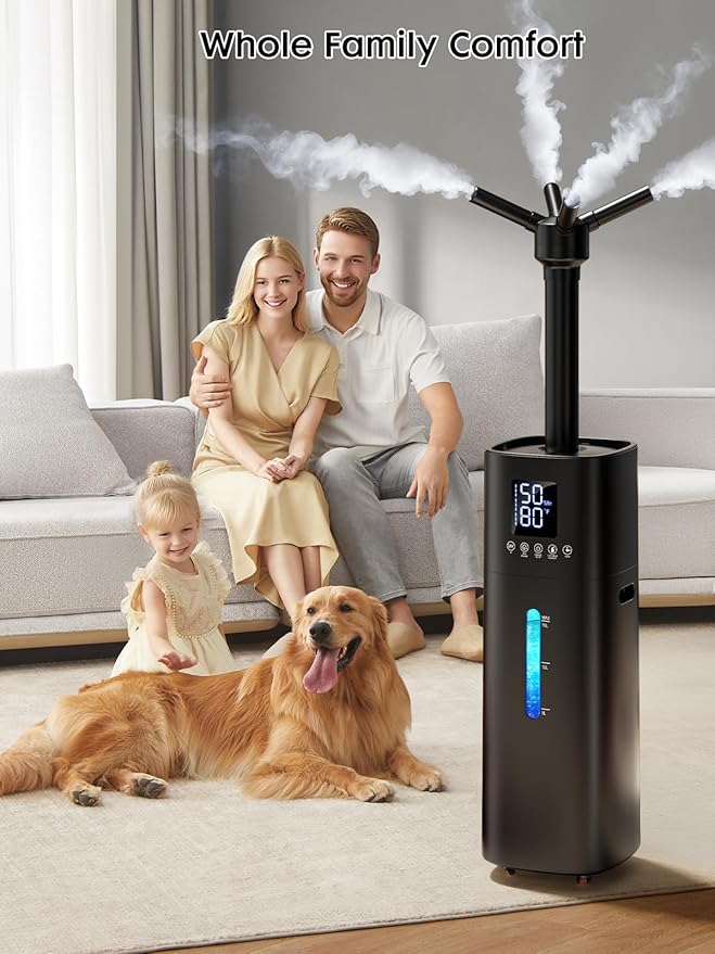 15L/4Gal Humidifier Large Room, 600mL/h Misting, 1200ft² Coverage, Auto Humidity Control, 72H Runtime, Top Fill, Aroma Diffuser, Sleep Mode, 12H Timer, Auto Shutoff Protection