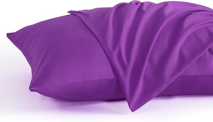 NTBAY Standard Pillow Cases Set of 2, 2 Pack Brushed Microfiber 20x26 Pillow Cases, Soft, Wrinkle, Fade, Stain Resistant Purple Pillow Cases with Envelope Closure, 20x26 Inches, Purple