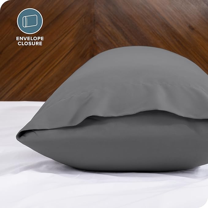 Bare Home Microfiber Body Pillow Cover - Ultra Soft & Cooling - Double Brushed - Envelope Closure - Easy Care (20''x54'' Body Pillow Cover, Grey)