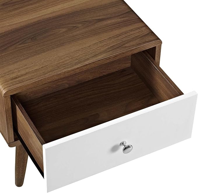 Modway Transmit Mid-Century Modern Nightstand or Side Accent Table in Walnut