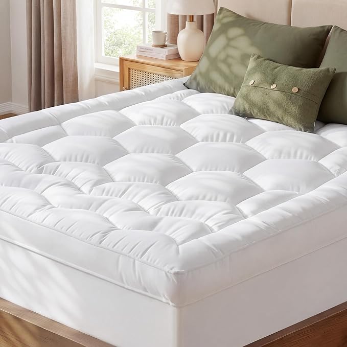 King Size Mattress Topper, 3 Inch Hybrid Filling for Balanced Sleep, Extra Thick Mattress Topper with Breathable Cover, Universal Fit for Bedrooms, Guest Rooms & RVs