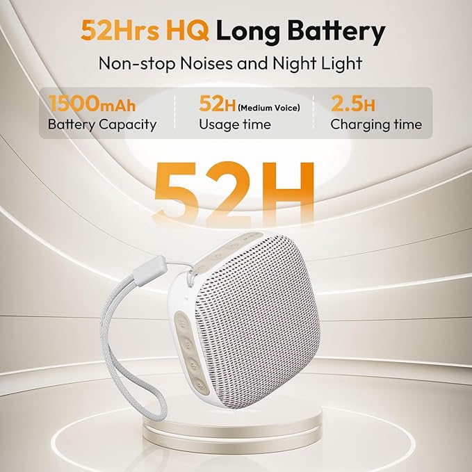 Portable Sound Machine for Travel, White Noise Sound Machine for Sleeping, 52-Hour Lasting Mini Noise Machine with 21 Quality Non-looping Sounds, Headphone Jack, Memory, Timer for Adults,Hotel (Khaki)