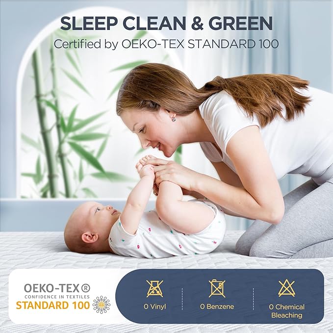 Premium Waterproof Queen Mattress Protector Made From Silver-infused Bamboo Rayon For Better Health, Odor-free Hypoallergenic Mattress Cover Queen Size Bed, Noiseless Bed Cover with 6"-21"Deep Pocket
