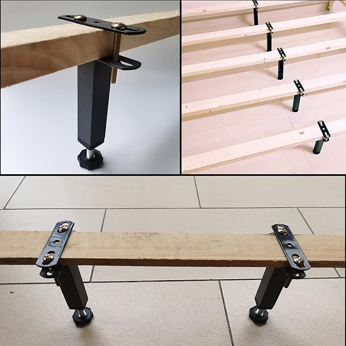 4Pcs Adjustable Height Center Support Leg for Bed Frame, Steel Bed Frame or Wooden Bed Center Slat Support Leg, Sofa Furniture Cabinet Feet (Grey, Height:7.8 to 10.6 inches)