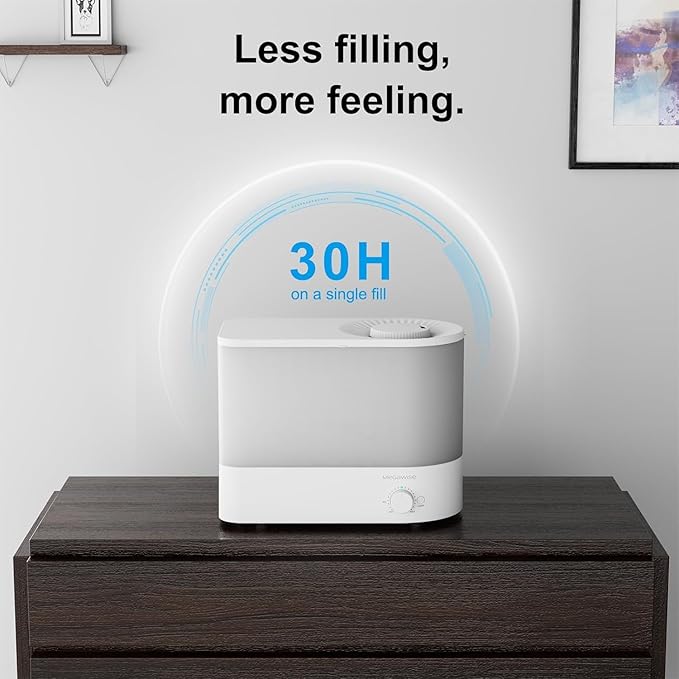 MEGAWISE 6L Ultrasonic Cool Mist Humidifier for Large Room, Bedroom, Baby Room and Plants, Quiet Under 28dB, Adjustable Mist Output, Auto Shut-Off, Low Power Humidifier