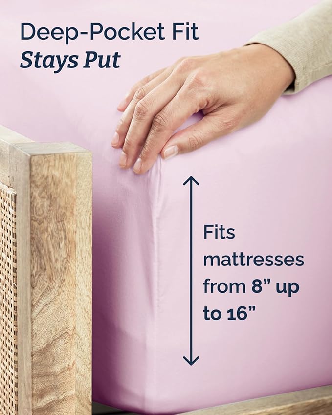 Twin Size 3 Piece Sheet Set - Comfy Breathable & Cooling Sheets - Hotel Luxury Bed Sheets for Women and Men - Deep Pockets, Easy-Fit, Soft and Wrinkle Free Sheets - Light Pink Oeko-Tex Bed Sheet Set