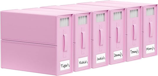 SheetCube Bed Sheet Organizers and Storage 6 Pack, Foldable Linen Closet Organizer with Window and Label, Bedding Folder Storage Box Container for Blanket, Duvet Cover Set, Bed Sheet Set - Pink