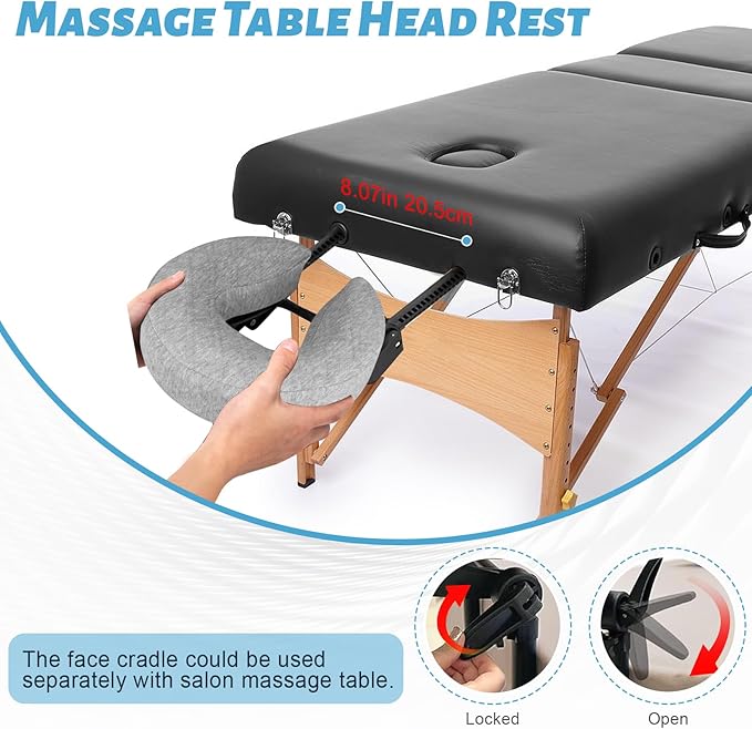 Massage Headrest for Bed, Adjustable Bed Massage Head Holder, Portable Mattress Home Massage Kit, Massage Face Cradle at Home, Face Down Pillow After Eye Surgery