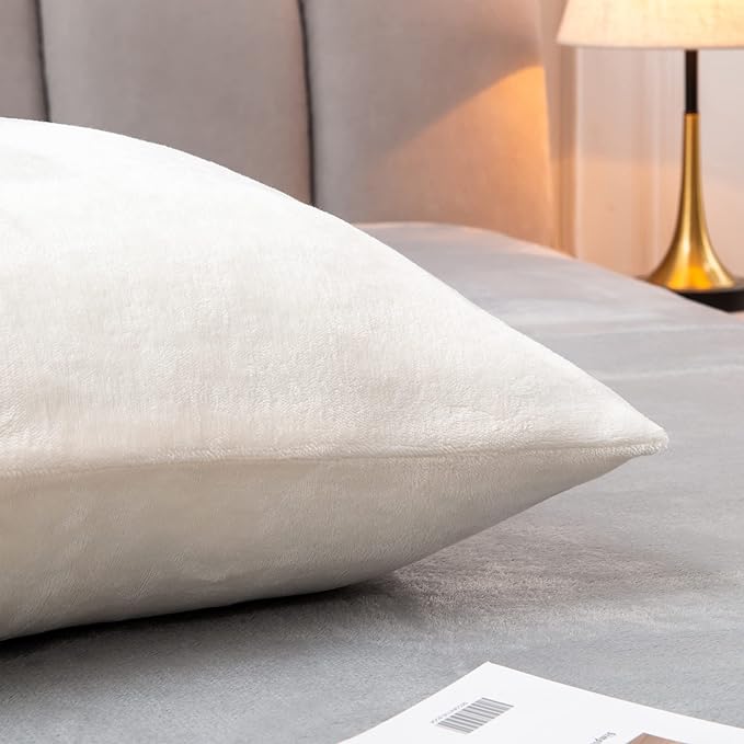 BEDELITE Body Pillow Cover with Zipper Closure, Super Soft and Cozy Fuzzy Fleece Pillowcase 20 x 54 Inches, Luxury Fluffy Plush Long Body Pillow Pillowcase for All Seasons(Off White)