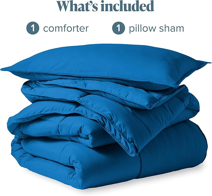 Bare Home Comforter Set - Twin/Twin Extra Long Size - Ultra-Soft - Goose Down Alternative - Premium 1800 Series - All Season Warmth (Twin/Twin XL, Medium Blue)