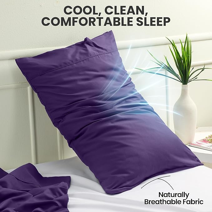 Utopia Bedding Queen Pillow Cases - 2 Pack - Envelope Closure - Soft Brushed Microfiber Fabric - Shrinkage and Fade Resistant Pillow Covers Queen Size 20 X 30 Inches (Queen, Egg Plant)