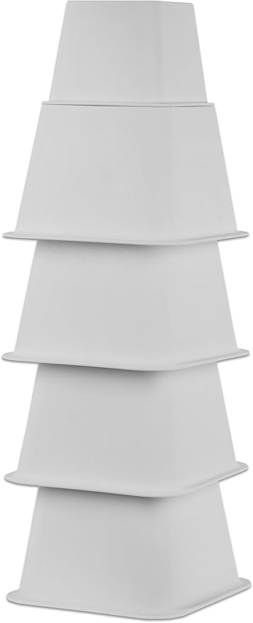 HOME IT Adjustable Bed Risers - Elevation in 3, 5 or 8 Inch - Heavy Duty Stackable Furniture Risers Supports 1,300 lbs - for Under-Bed Storage, College Dorms, Table and Couch, 4 Pack White