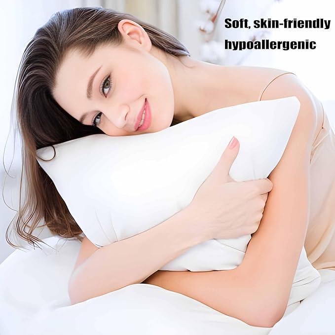 Acteb Medium Support Bed Pillows Queen Size Set of 4 Pack for Sleeping 20"x30", Hypoallergenic Skin Friendly Down Alternative Filling for Side Stomach Back Sleeper Machine Washable