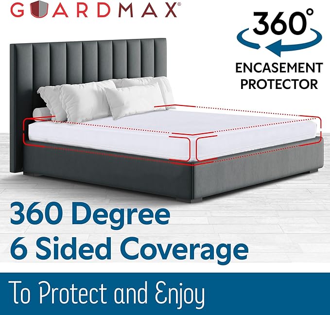 Guardmax Sleeper Sofa Mattress Encasement with Zipper, Waterproof, Bed Bug Proof, and Dust Mite Proof Mattress Protector for Bed up to 5" Deep, Zippered All Around Jersey Knitted Cover
