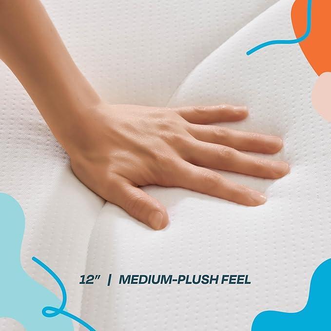 Linenspa 12 Inch Memory Foam and Spring Hybrid Mattress - Medium Plush Feel - Bed in a Box - Pressure Relief and Adaptive Support - Breathable - Cooling - Primary Bedroom - Queen Size