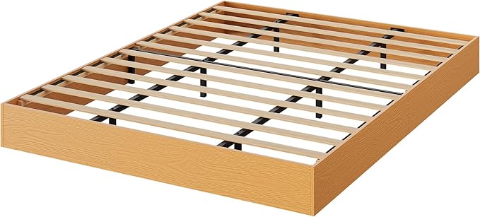 GarveeHome Full Size Wood Platform Bed Frame,Wooden Bed Frame Without Headboard, Wood Slat Support,No Box Spring Needed, Easy Assembly
