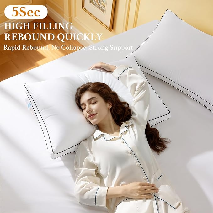 Premium Canadian Goose Down Pillow Queen Size Set of 2 Pack, 900+ Fill Power, 100% Cotton Shell, Luxury Hotel Quality Bed Feather Pillow for Side Back Stomach Sleepers(White,20" x 30")