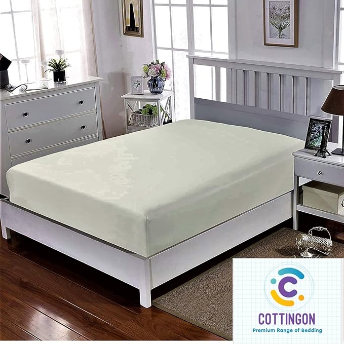 Cot Size 33" x 75" Fitted Sheet, 100% Egyptian Cotton, Perfect for Camp Bunk Beds/RVs/Guest Beds/Army Cots/Replacement Mattress (Ivory)