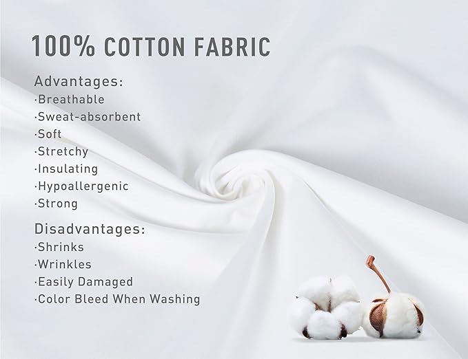 Sunflower Body Pillowcase 100% Cotton Long Pillow Cover/Case Envelope Closure 1 Pack, 20×54 inches White, Soft and Breathable