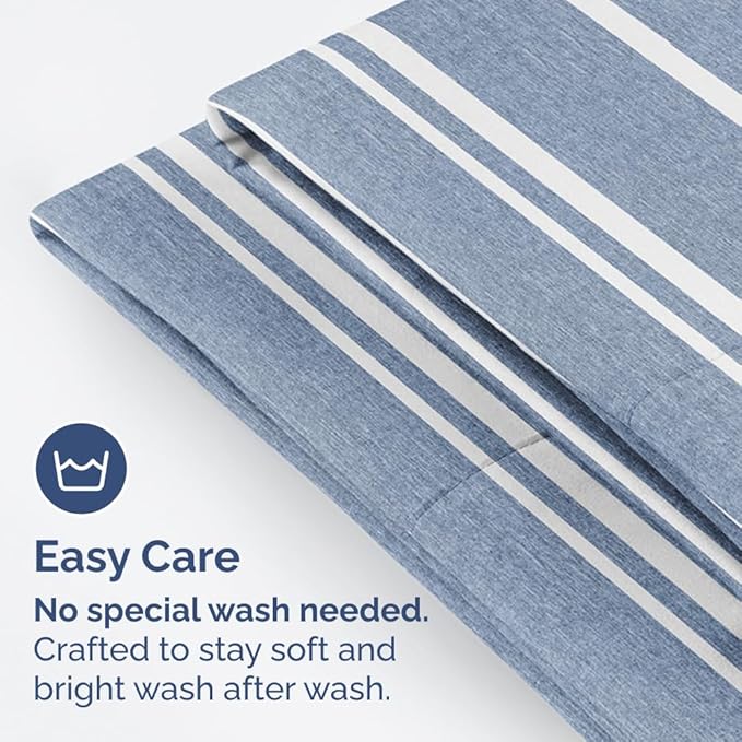 Body Pillowcases Set of 4-20x54 Long Body Pillow Case - Soft Body Pillow Cover for Sleeping & Side Sleepers - Comfy Breathable & Fade Free - Machine Washable w/Envelope Enclosure - (Blue Stripes)