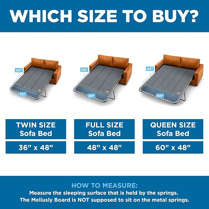 Meliusly Sleeper Sofa Support Board Full Size (48x48) Heavy Duty Wood Sofa Bed Board for Pull Out Couch, Foldable Mattress Support Under Mattress Bar Shield, Sofa Bed Support, Folding Bed Board