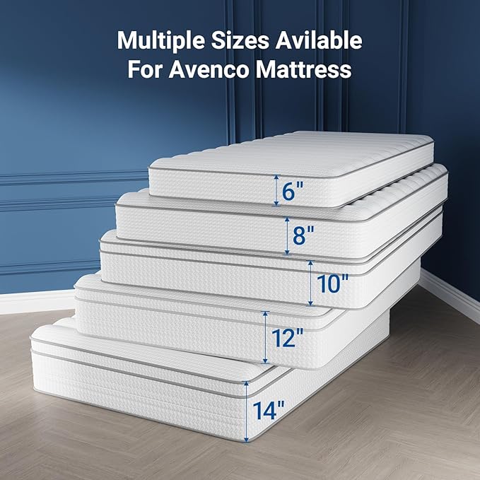 Avenco Twin XL Mattress 6 Inch in a Box, Medium Plush Twin Size Mattresses with Spring Smarts Coil Hybrid Colchones for Pressure Relief, CertiPUR-US Certified