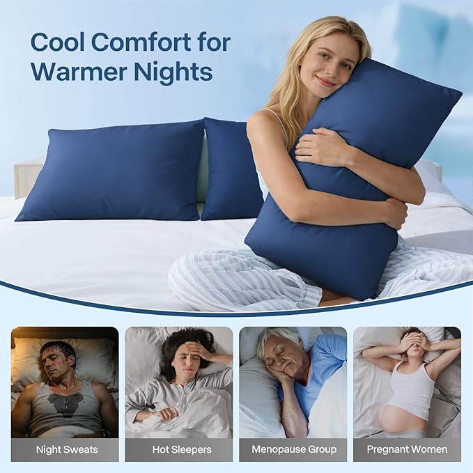 Premium Cooling Pillowcases Queen Size Set of 2 for Hot Sleeper&Night Sweats Beauty Sleep Reduces Wrinkles&Frizz Softer Than Silk Pillow Cover Oeko-TEX Certified RoyalBlue Breathable