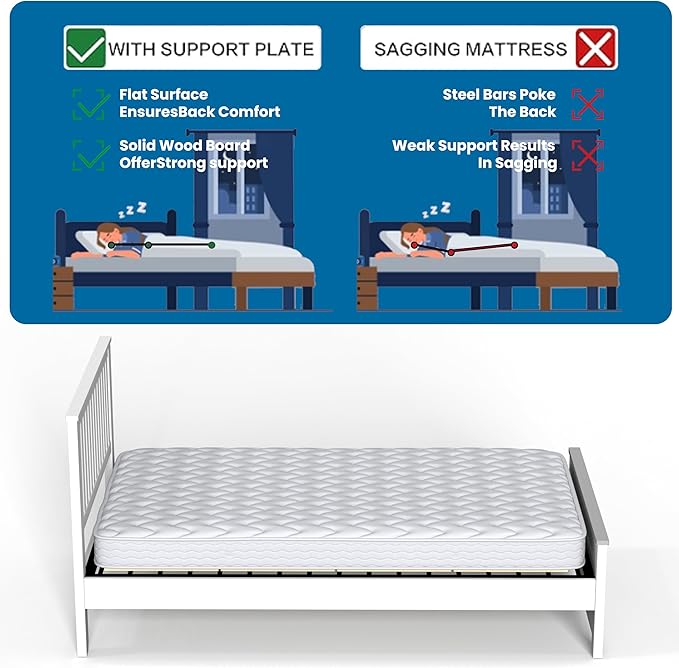 Heavy Duty Thick Folding Box Spring, Mattress Supporting Wood Floor, Foldable Box Spring, Bed Support Slats, 57"x80"