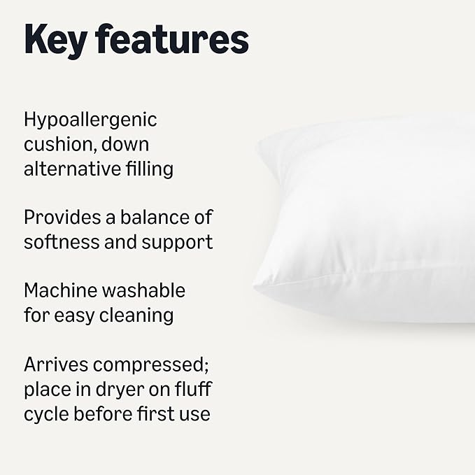 Amazon Basics Soft Supportive Long Body Pillow for All Position Sleepers, Machine Washable, 20 x 54 inches, 1-Pack