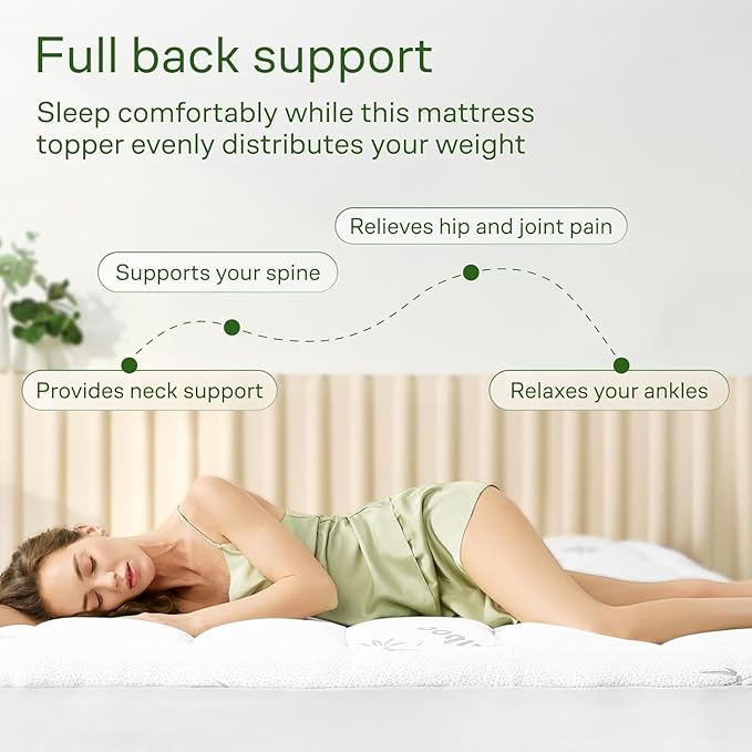Niagara Sleep Solution Ultra Soft Full XL Size Mattress Topper - Rayon Derived from Bamboo Pillow Top Mattress Pad for Back Pain Relief - Naturally Cooling for Hot Sleepers, White