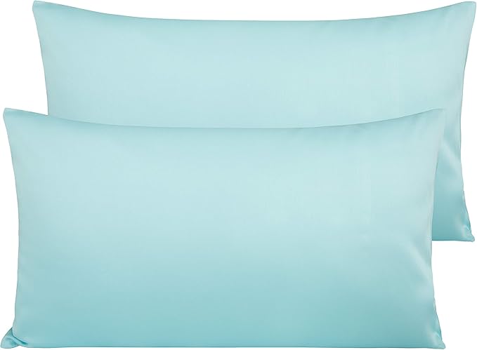 NTBAY Egyptian Cotton King Pillowcases - Set of 2, 500 Thread Count Cotton Pillowcases - Soft and Breathable Envelope Closure Pillow Cases - 20x36 Pillow Covers for Bed, Aqua