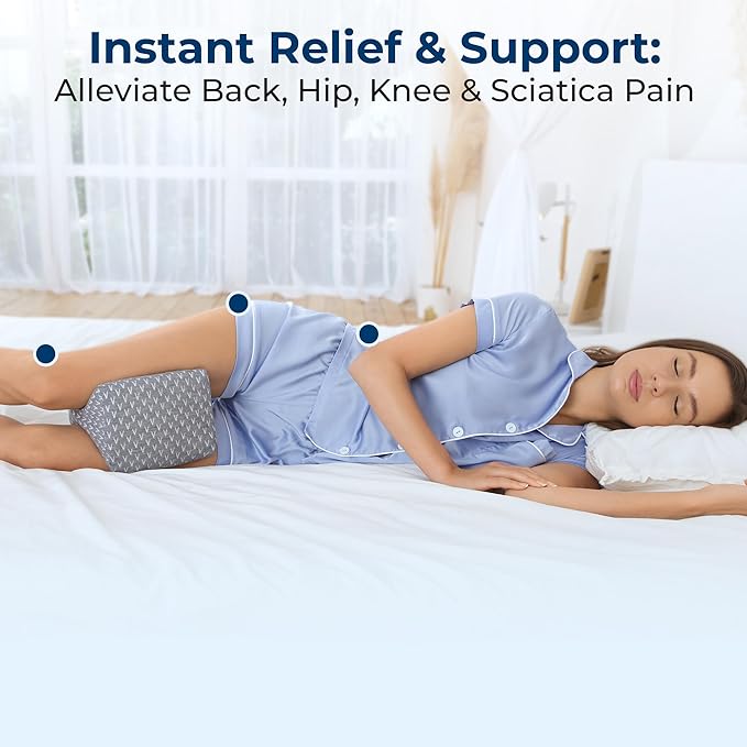 5 STARS UNITED Knee Pillow for Side Sleepers - Hip Pain Relief, Memory Foam Leg Cushion for Side Sleeping - Between Legs Pillow for Sciatica & Lower Back Pain, Gray