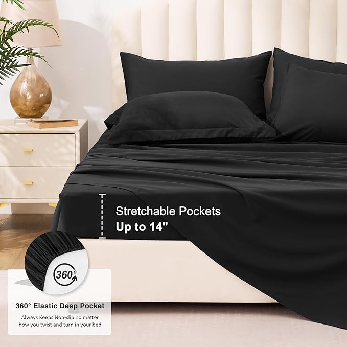 Love's cabin Twin Comforter Set Ash Black, 5 Pieces Twin Bed in a Bag, All Season Bedding Sets with 1 Comforter, 1 Flat Sheet, 1 Fitted Sheet, 1 Pillowcase and 1 Pillow Sham | Soft, Breathable, Lightweight, Comfortable
