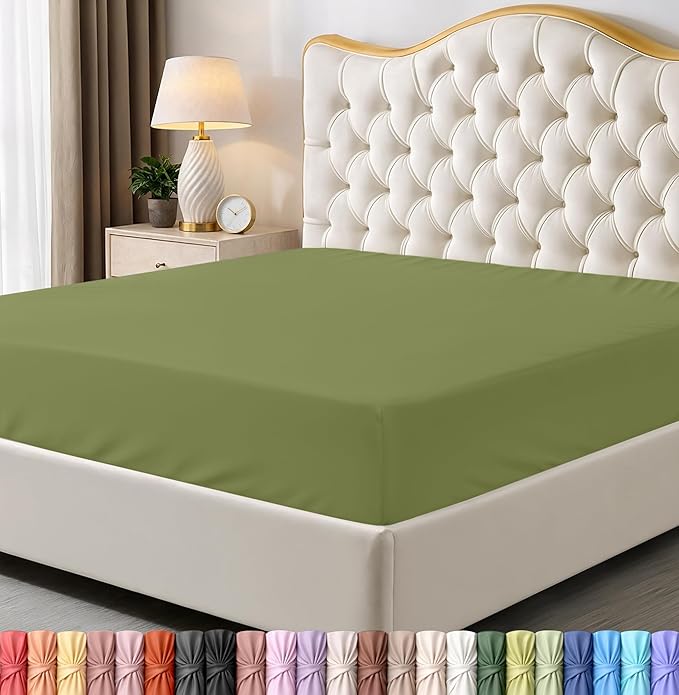 Utopia Bedding Queen Fitted Sheet - Bottom Sheet - Deep Pocket - Soft Microfiber - Shrinkage and Fade Resistant-Easy Care -1 Fitted Sheet Only (Olive)