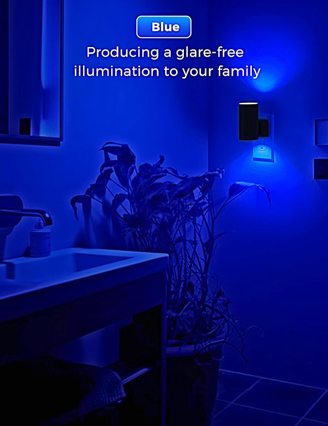 L LOHAS LED Calm Blue Night Light, Night Lights Plug into Wall, Dimmable Nightlight with Light Sensor, LED Nightlights for Bluey Home Decor, Party, Holiday, Bathroom Bedroom Hallway Kitchen, 2 Pack