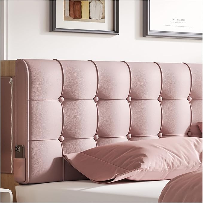 Pink Queen Size Headboard Pillow Upholstered Wedge Backrest Cushion For Dorm Bed Twin XL Daybed Or Couch Removable Cover Reading Pillow Lumbar Support Decorative Pillow College Dorm Essentials Bedroom