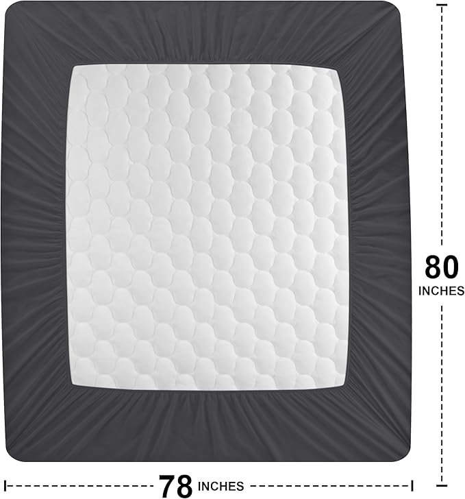 Utopia Bedding Waterproof Mattress Protector, King Mattress Pad, Quilted Fitted Cover Stretches up to 16 Inches Deep (Grey)