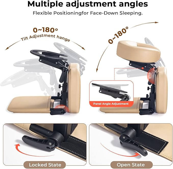 Luxurious 3 in 1 Multipurpose Massage Face Cradle & Cushion for Home Mattress, SPA Table & Desktop, Foldable Adjustable Massage Table Head Rest Face Down Pillow for Bed at Home, Office Siesta Artifact