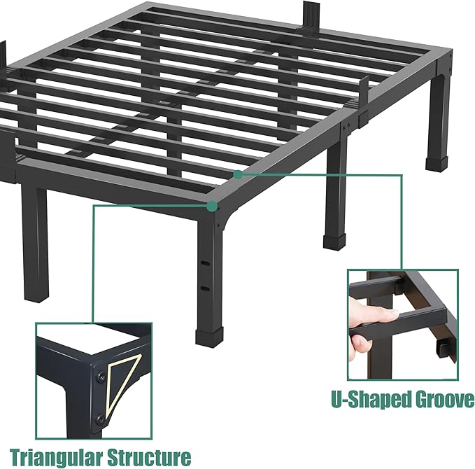 Yitong Angel Twin Size Bed Frames, 14 Inch High 3500 lbs Heavy Duty Metal Platform, Mattress Foundation with Steel Slat Support/No Box Spring Needed/Noise Free/Non-Slip/Easy Assembly