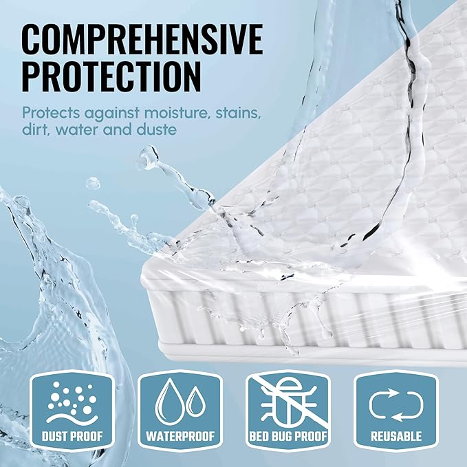 WORKPRO 2-Pack Queen/King Size Plastic Mattress Bags for Moving, 2mil Thick Water-Resistant Mattress Protector Storage Covers, Tear-Resistant Mattress Disposal Cover (78"x100")
