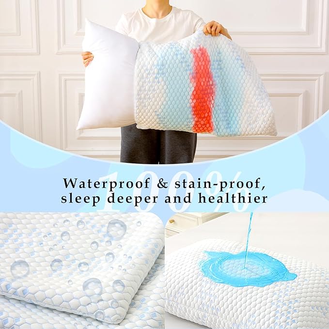 Pillow Protectors (2 Pack) King, Waterproof Pillowcase with Zipper, Breathable, Soft Pillow Cover for Better Sleep, Machine Washable