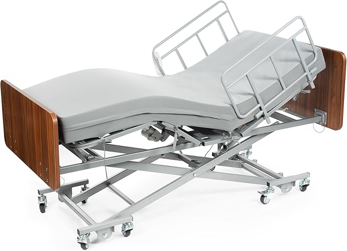 Hospital Bed with 3 Electric Functions, Ultra Low Electric Medical Bed with 6" Foam Mattress, Adjustable Height 7.2”-27.7”, Easy Installation, 530 lbs Capacity