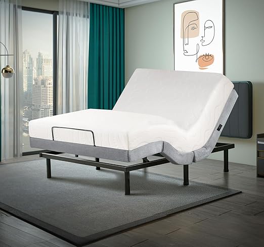 Irvine Home Collection Full Adjustable Bed with 8 Inch Gel Memory Foam Mattress, Massage, Zero Gravity, Anti-Snore, Programmable Memory Positions, USB, Underbed Lighting, Zero Clearance