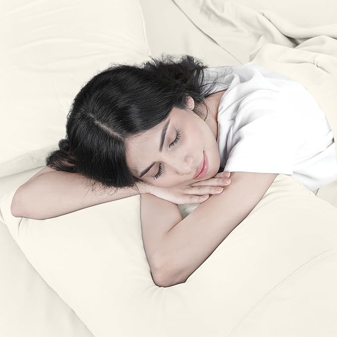 Utopia Bedding Queen Size Sheet Set – 4 Piece Bed Sheets, Soft and Breathable Microfiber, Includes 1 Fitted Sheet, 1 Flat Sheet and 2 Pillowcases – Oeko-Tex - (Ivory) (Pack of 2)
