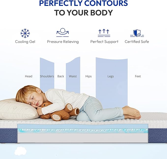 Gelsea 8 Inch Twin Mattress, Medium Plush Gel Memory Foam Mattress in a Box, Pressure Relief, Balanced Softness & Support, CertiPUR-US Certified, Fiberglass Free