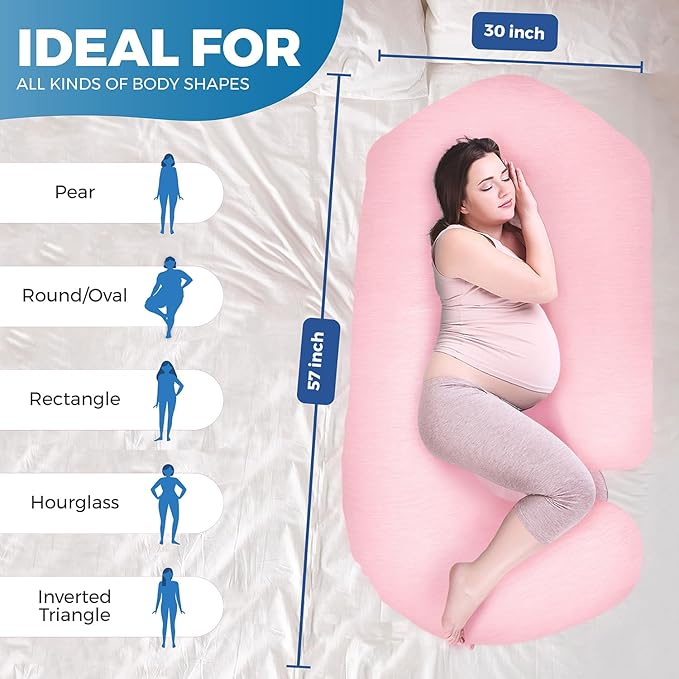 PILLANI Pregnancy Pillows for Sleeping - V C U Shaped Full Body Pillow with Removable Cover, 57inch Cooling Maternity Pillow for Pregnant Women, Support for Back Belly Legs Hip - Pregnancy Must Haves