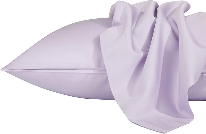 NTBAY Egyptian Cotton King Pillowcases - Set of 2, 500 Thread Count Cotton Pillowcases - Soft and Breathable Envelope Closure Pillow Cases - 20x36 Pillow Covers for Bed, Light Purple